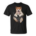 秋田愛好家のためのポケットの中の面白い秋田犬 Tシャツ