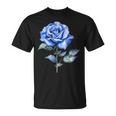 美しいブルーローズフローラルブルーフラワー Tシャツ