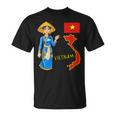 美しい笑顔のベトナムの女の子、旗とベトナムの地図 Tシャツ