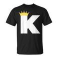 英文字 K 大文字 アルファベット モノグラム イニシャル キング クイーン クラウン Tシャツ