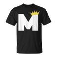 英文字 M 大文字 アルファベット モノグラム イニシャル キング クイーン クラウン Tシャツ
