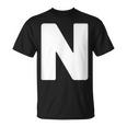 英文字 N 大文字 アルファベット モノグラム イニシャル Tシャツ