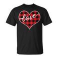 赤黒チェックハート「Love」 Tシャツ