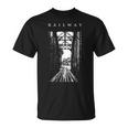 鉄道橋産業ヴィンテージ金属製列車機関車 Railway Train Bridge Industryintage Tシャツ