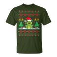 Frog Wearinganta Hat Christmas Lights Xmas Frog Tシャツ