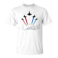 7月4日アメリカ独立記念日戦闘機ジェットクールグラフィック Tシャツ