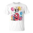 9歳の誕生日 男の子 女の子 9歳 9歳 ボストンテリア 長袖tシャツ Tシャツ