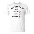 All You Need Is Love 数学グラフ方程式 黒文字 Tシャツ