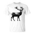 Deer Dad Mom Lover モノクロ 鹿 Tシャツ