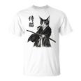 Gatoamurai Guerrero Japonés Ukiyo-E Arte Camiseta unisex