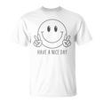 Have A Nice Day 70年代 かわいい ハッピーピース ハンドサイン スマイルフェイス Tシャツ