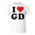 I Heart Gd Initials I Love GD First And Last Name G D Tシャツ