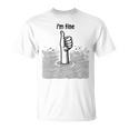I'm Fine Thumbs Drowning Up メンズ レディース 皮肉なユーモア ジョーク Tシャツ