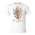 He Is Risen 花柄 十字架 春の花 イースター クリスチャ Tシャツ