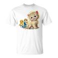Kitten With Happy Little Birds Tシャツ