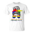 Messy Bun Proud Ally Pride Flag Love Lgbt レインボー サングラス Tシャツ