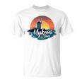 Mykonosibes ヴィンテージ 夕日 ギリシャの島 ギリシャ お土産 長袖tシャツ Tシャツ