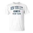 New York City New York Ny ビンテージスポーツデザイン ネイビープリント Tシャツ