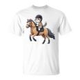Niños Montar A Caballo Con Un Gato Es Amor Por El Caballo Camiseta unisex