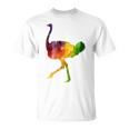 Ostrich African ダチョウ Animal Watercolor Graphic Tシャツ