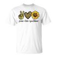 Peace Love サンシャイン ヒッピー ひまわり ヒマワリ 恋人へのギフト Tシャツ