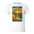 Perth Australia – ビンテージ旅行ポスタースタイル 長袖tシャツ Tシャツ