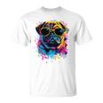 Pug Dog Lovers カラフル ポップアート パグ 長袖tシャツ Tシャツ