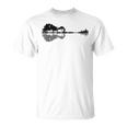 Rock Music Guitarra De La Madera Música Naturaleza Guitarra Camiseta unisex