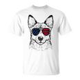 Shepsky Dog 7月4日 アメリカ国旗 Tシャツ
