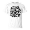 Skull Flower Rad Rock N Roll Graphic Retro Tシャツ
