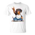 Teckel ロックミュージック 男性 子供 女性 ソーセージ 犬 ダックスフンド Tシャツ