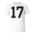 【バックプリント・背中側】17 数字 背番号 ユニフォーム ナンバー【ブラック／黒の文字】スポーツ 野球 サッカー 部活 Tシャツ