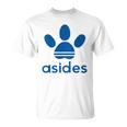 【バックプリント・背中側】Asides アシデス 足です。肉球です。【変なtシャツ屋】スポーツ ブランド パロディ 面白 Tシャツ