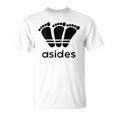【バックプリント・背中側】アシデス Asides 足です。【変なデザイン屋さん】スポーツ ブランド パロディ 面白 Tシャツ