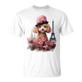 かわいいフレンチパリエッフェル塔トイプードル パリジャンプードル Tシャツ