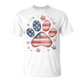 アメリカ国旗 愛国的な犬と猫の足跡プリント 7月4日 犬 Tシャツ