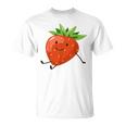 イチゴのハロウィンコスチューム かわいい怠惰なイチゴの果実 Tシャツ