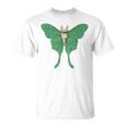オオミズアオ ルナモス 薄い 緑色 黄緑色 蛾 Luna Moth レトロ 虫 昆虫 イラスト かっこいい おしゃれ Tシャツ
