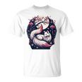 キツネ キツネ 桜 花 日本 九尾狐 長袖tシャツ Tシャツ