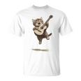 ギターを弾く面白い猫 面白いギター猫 Tシャツ