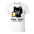 クマ ビール ドット絵 かわいい レトロ Tシャツ