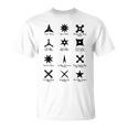 クールなタイプの忍者スターと手裏剣格闘技tシャツ Tシャツ