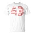 クールなレトロなレタリングジャージ、背番号43 Fourtythree Tシャツ