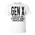 コーヒーと皮肉なユーモアに刺激された面白いジェネレーションx Gen X Tシャツ