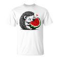 スイカの誕生日を食べるキュートで愛らしいハリネズミ Tシャツ