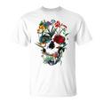 スカルフラワー チューリップ シュガースカルツリー フローラル スカルローズ Tシャツ