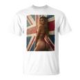 セクシーガールグラフィックtシャツ 「ホットピンナップガール&イギリスの旗」 長袖tシャツ Tシャツ