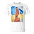 セクシーガールグラフィックtシャツ 「モダンピンナップガール&ウクライナ国旗2」 長袖tシャツ Tシャツ