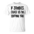 ゾンビに追われたらつまずくよおもしろいハロウィン Tシャツ