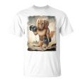 ダックスフンド 犬 筋トレ ウェイトリフティング ダンベル付き Tシャツ